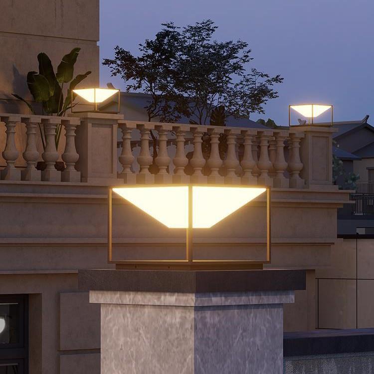 户外柱头灯2023年设计师别墅灯现代简约太阳能不锈钢防水庭院灯具