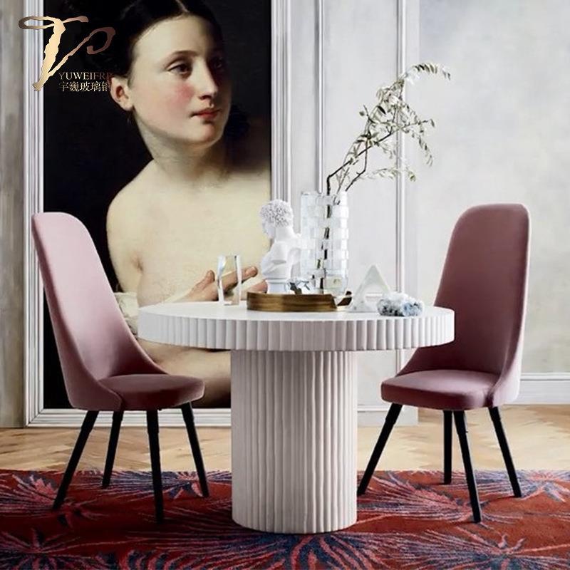 玻璃钢茶几创意个性酒店接待桌子样板房喝茶边几圆形罗马造型桌台