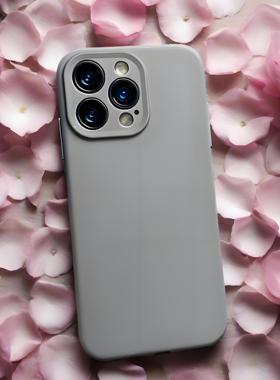 高级炭灰色无缝线液态硅适用11苹果12promax手机壳iphone15简约iphone16硅胶手机壳14Xs冷淡风11纯色plus防摔