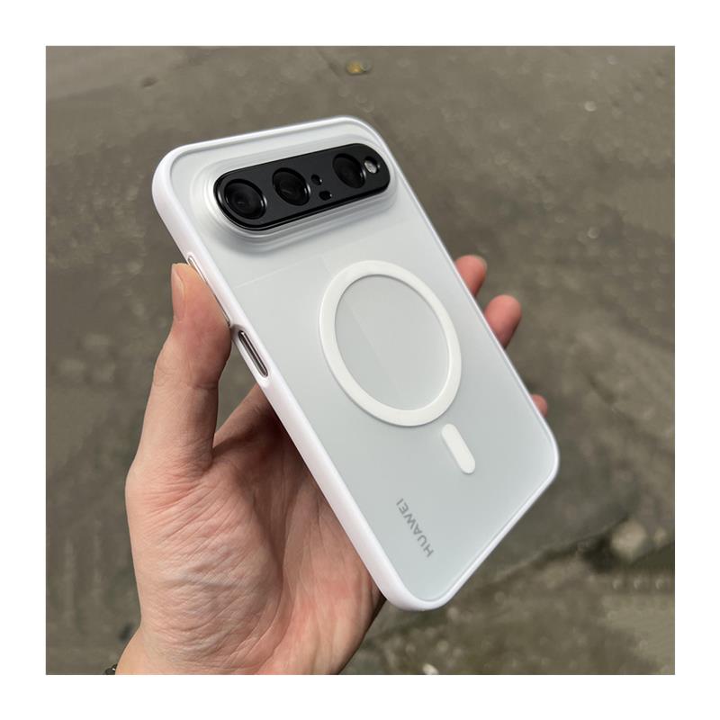适用华为Pura X View阔直板磁吸手机壳高级轻奢puraxview冰雾亚克力磨砂透明白超薄裸机感防摔硅胶软保护套女
