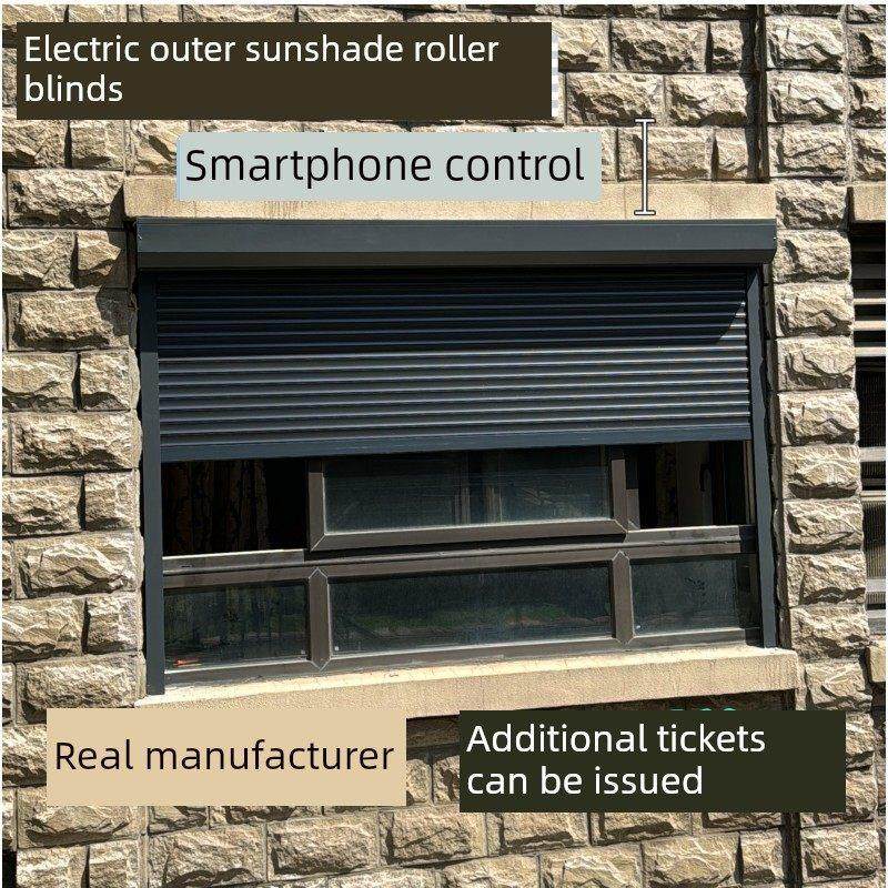 室外电动遮阳隔热卷帘智能铝合金防盗遮光隔热窗帘保温防晒百叶帘,居家布艺,户外遮阳帘,淘宝优惠券,粉丝福利购,淘宝优惠卷