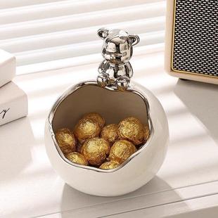 前台招待糖果盘子陶瓷摆饰公司吧台家用客厅零食摆放盘收纳盒果盘