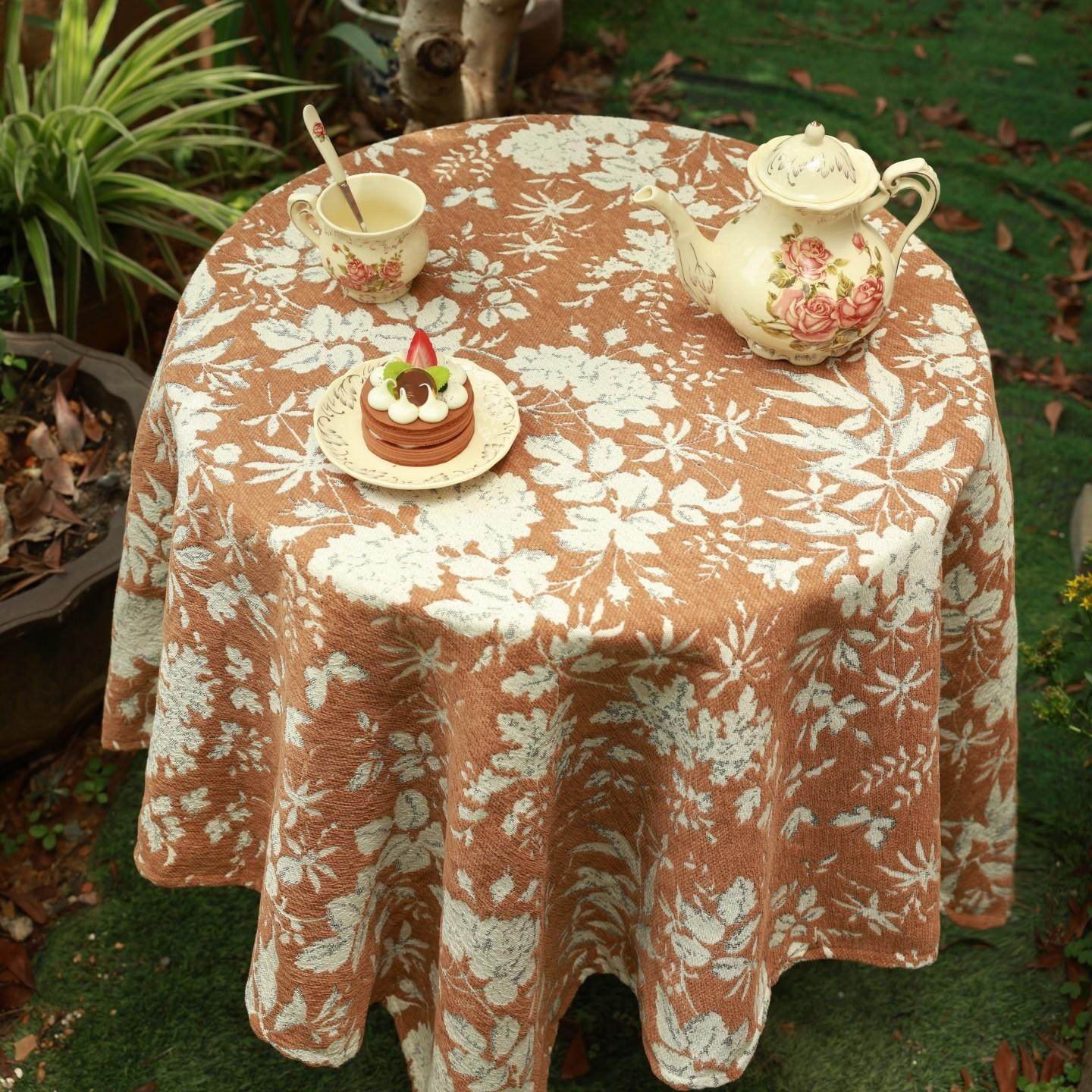 法式覆古立体提花桌布轻奢高级感圆桌餐桌布中古风茶几床头柜盖布,居家布艺,桌布,淘宝优惠券,粉丝福利购,淘宝优惠卷