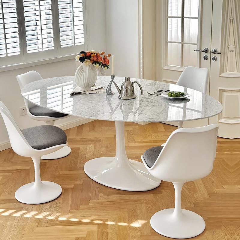 2025新法国奶油风格郁金香餐桌家庭小公寓可访问的豪华天然大理石