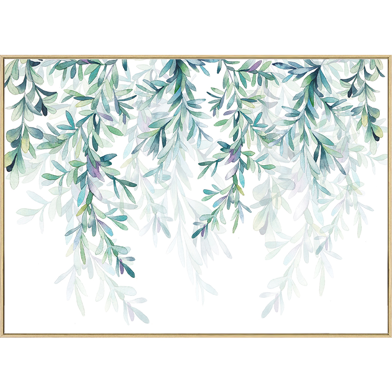起贝 北欧小清新植物餐厅装饰画饭厅绿植挂画客厅横款树叶墙壁画图片