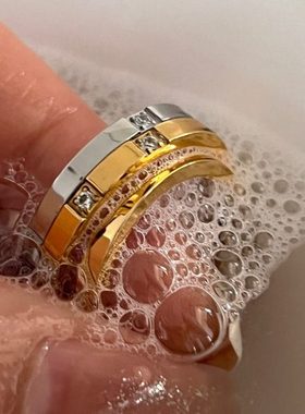 可水洗高级感！法式轻奢定制微镶锆石戒欧美复古风组合叠戴戒指女