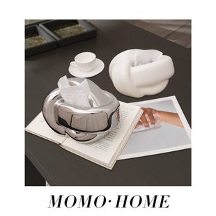 MOMO 现代简约绳结趣味纸巾盒客厅茶几餐桌卧室陶瓷抽纸盒 HOME