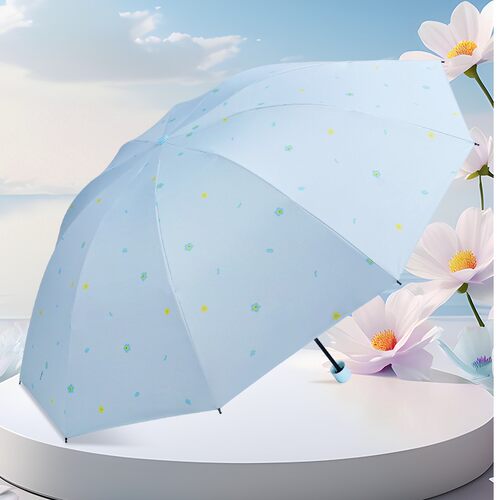 红叶之秀10骨三折晴雨两用黑胶晴雨伞可爱便携防晒遮阳伞防紫外线