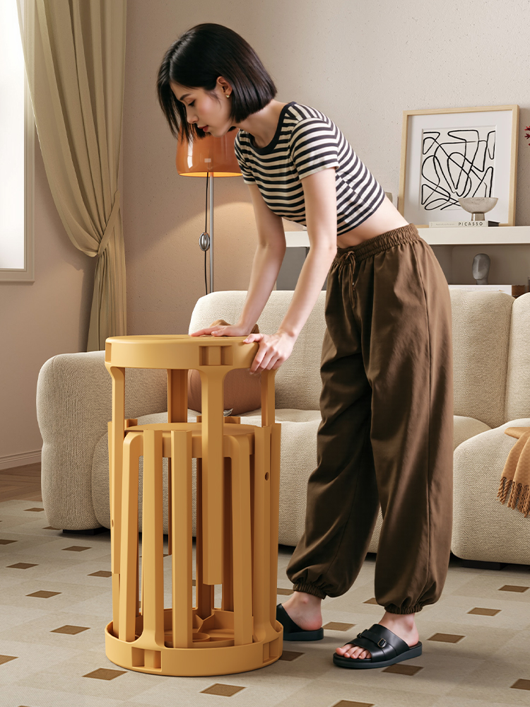 环保塑料凳可堆叠家用圆凳客厅低凳储物叠叠凳可堆叠餐桌凳