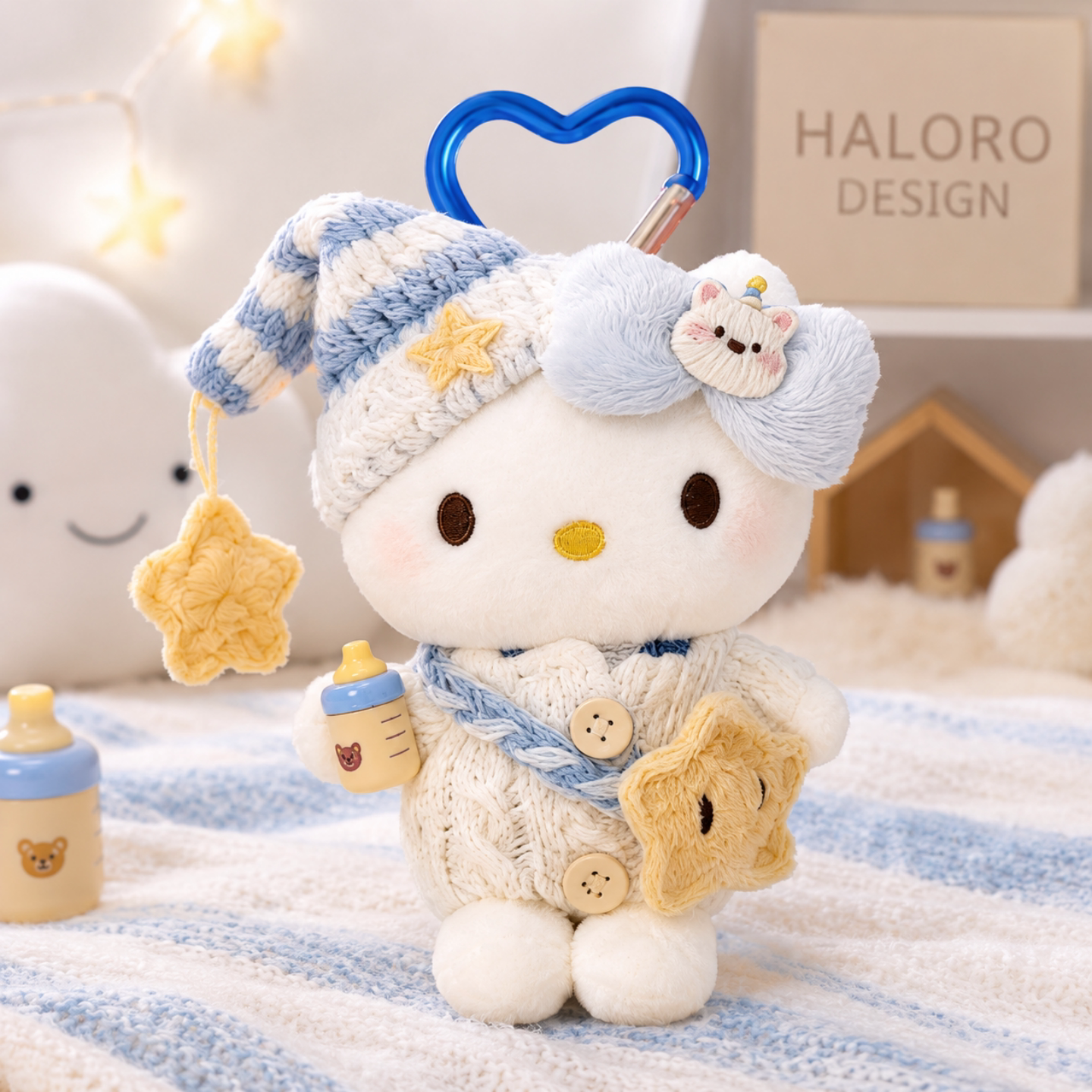 正版新年红纽扣HelloKitty凯蒂猫包挂件卡通毛绒玩偶钥匙扣送礼物