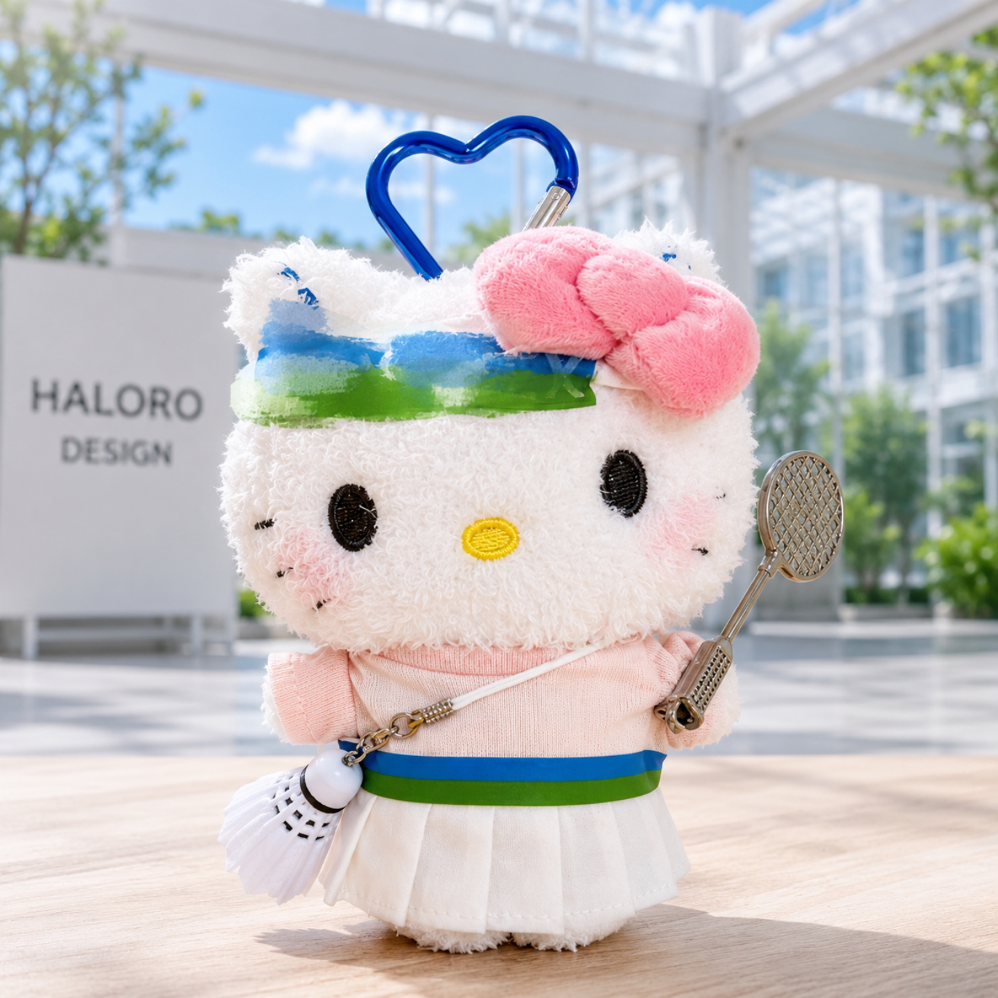 正版HelloKitty羽毛球包挂件毛绒玩偶线条KT猫钥匙扣可爱女生礼物
