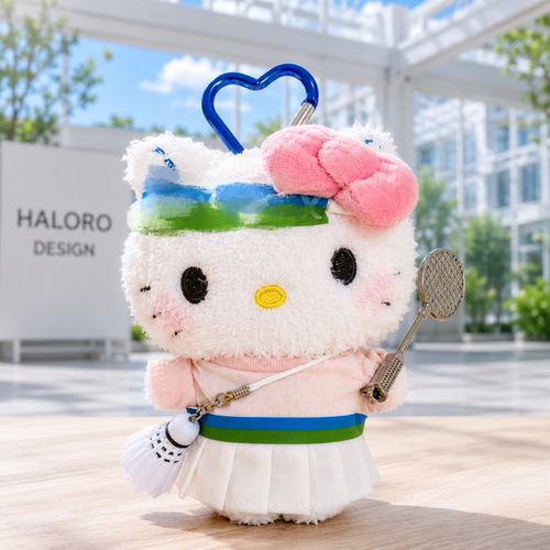 正版HelloKitty羽毛球包挂件毛绒玩偶线条KT猫钥匙扣可爱女生礼物