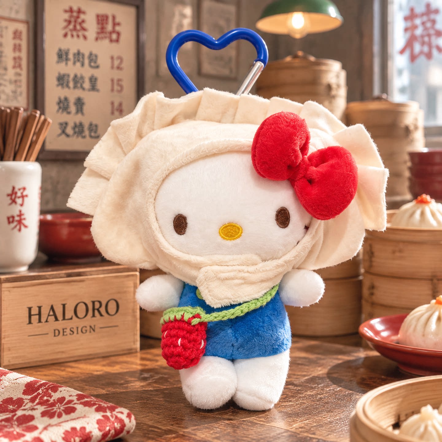 正版HelloKitty可爱饺子厨师帽造型毛绒包挂件卡通包挂饰闺蜜礼物图片