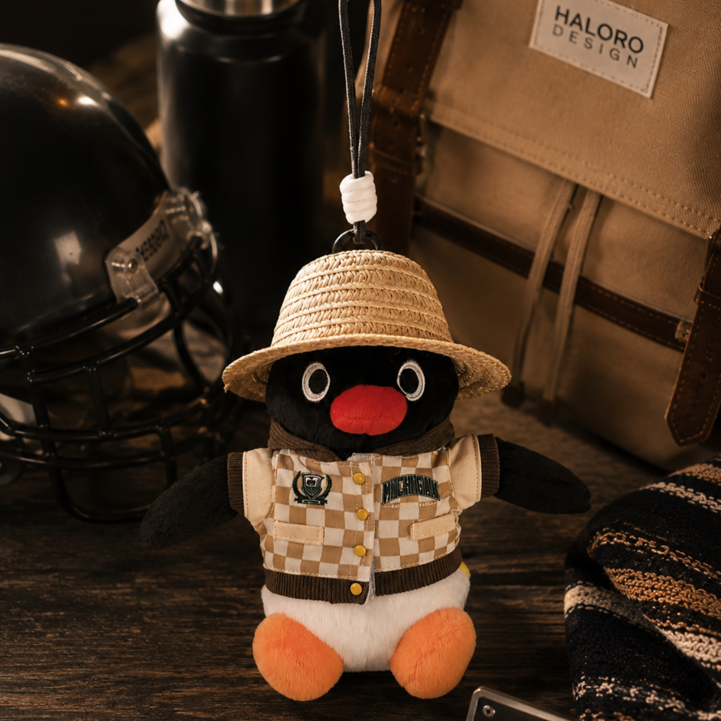 正版pingu企鹅毛绒包挂件可爱草帽棒球服钥匙扣潮玩挂饰生日礼物