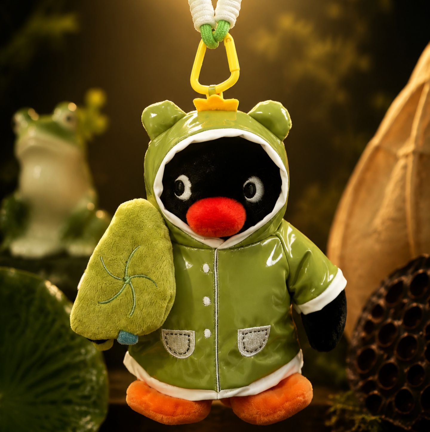 正版pingu企鹅毛绒包挂件雨衣装扮背包挂饰玩偶装饰品送生日礼物