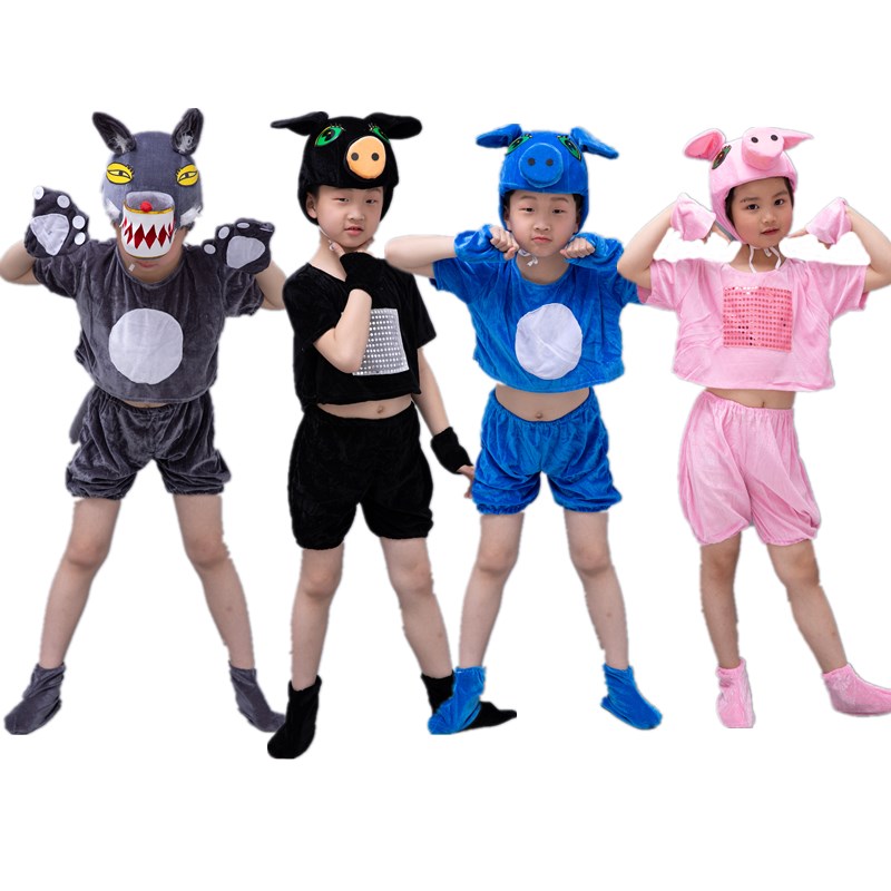 小猪儿童动物演出服幼儿园舞蹈服大灰狼三只小猪舞台话剧表演服装