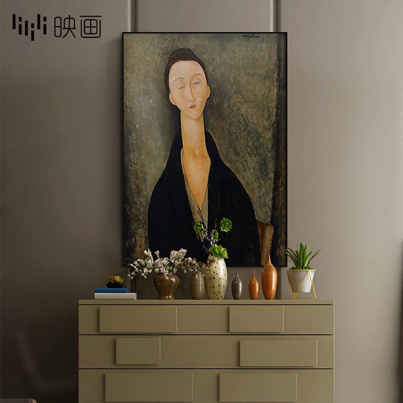 艺术画名画别墅金属框装饰画复古人物壁画玄关油画沙发背景墙挂画图片