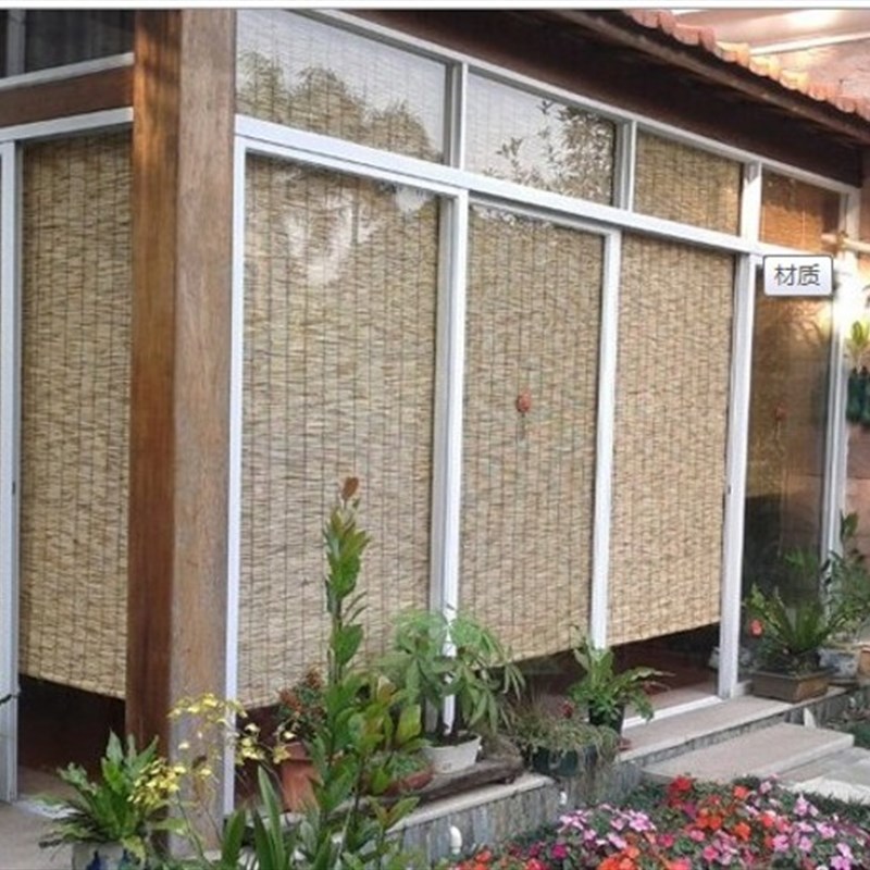 定做芦苇帘子草帘隔断窗帘遮光阳光房卷帘厨房卧室门帘民宿旧装饰