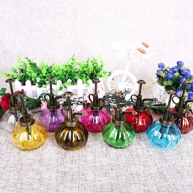 复古园艺浇花彩色小喷壶多肉植物喷水壶家用手压式喷雾瓶洒水壶