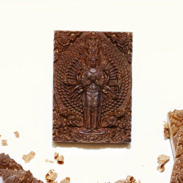 千手观音牌黑肉老料印度老山檀香雕刻高油挂件摆件车挂牌子菩萨