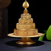 纯铜曼扎盘学院无缝工艺修盘曼达盘曼茶罗藏八吉祥小号加厚款 10cm