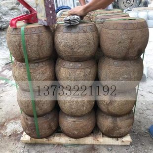 石柱空心实心柱顶石鼓做旧石墩子柱础仿古青石底座麻面装饰柱墩