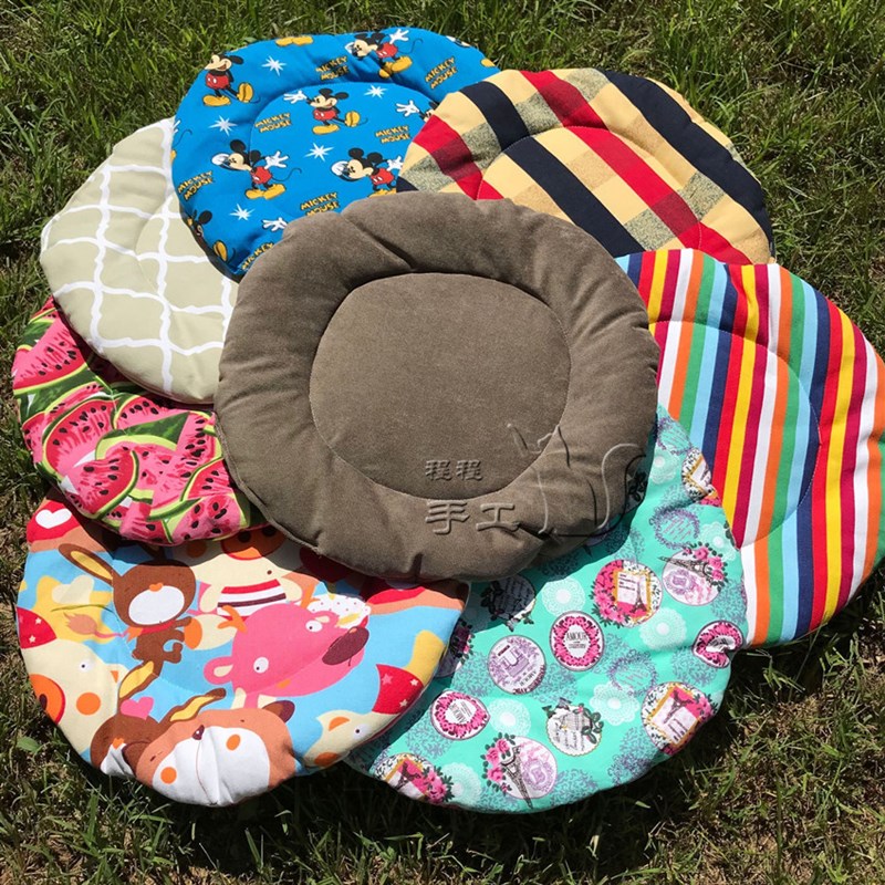 手工宠物薄垫子纯棉帆布圆形狗狗褥子猫咪垫子四季耐抓咬夹棉垫