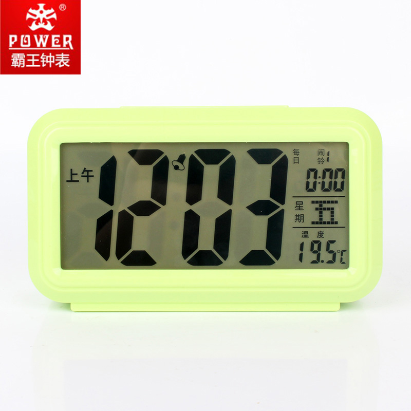 霸王聪明闹钟创意智能静音床头夜光电子学生儿童可爱简约音乐闹表