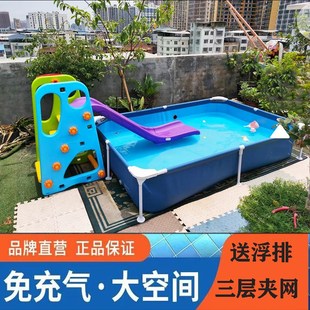 超大支架儿童游泳l池家用大型成人免充气水池家庭户外夹网简易泳