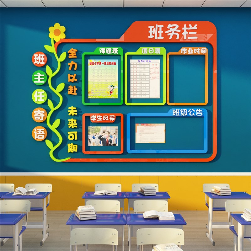 班务公告栏墙贴教室布置r装饰小学托管班级文化黑板报材料励志标