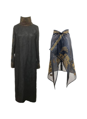 【三星堆】高领连衣裙加欧根纱围片套装DB-ZT260014