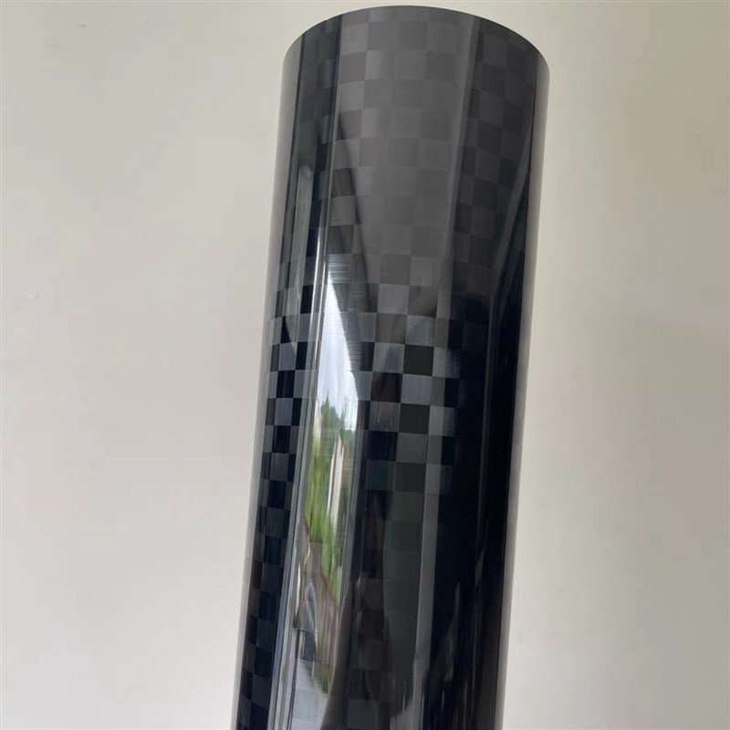 汽车内饰改色贴膜PET高亮锻造方格纹碳纤维黑色贴纸摩托车改色膜