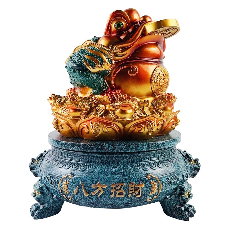 彩铜色八方招财金蟾金蝉摆件收银台招财摆件创意公司店铺开业礼品