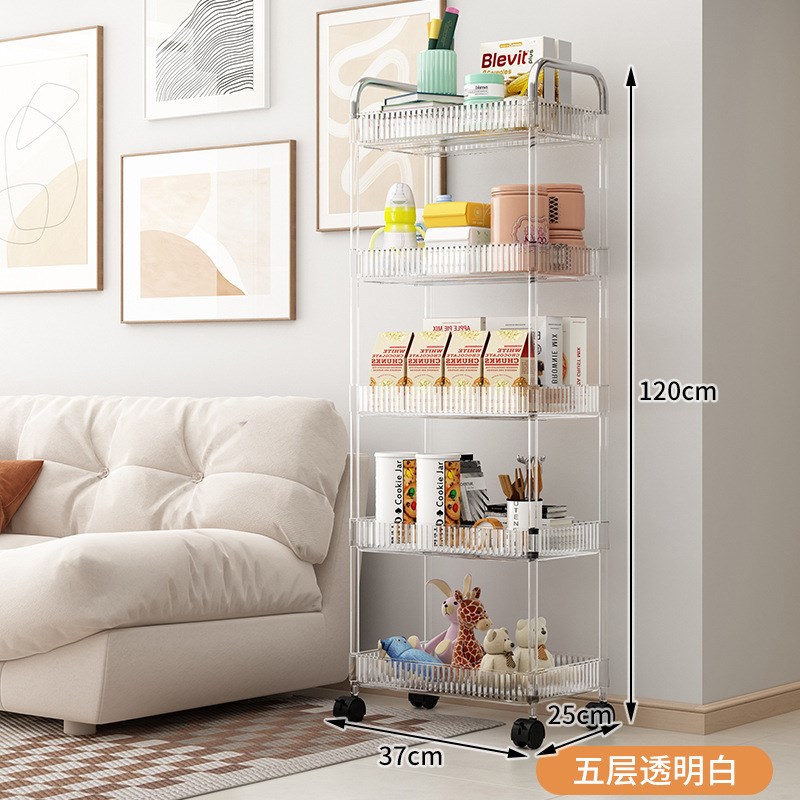 源头工厂带轮子可移动多层亚克力置物架透明收纳架客厅卧室轻奢