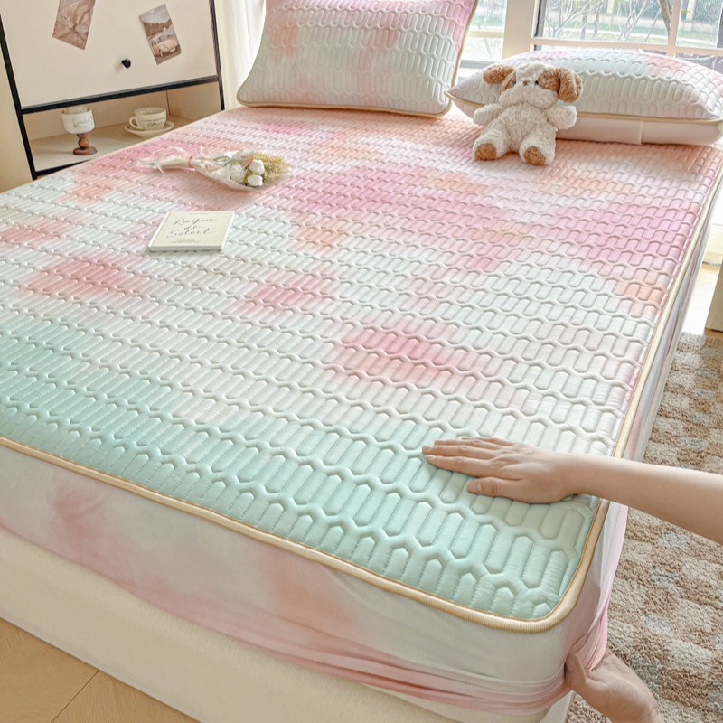 乳胶凉席夏季单件凉感冰丝床罩三件套席家用印花夏天凉快空调席子