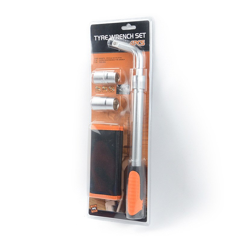 4件套轮胎扳手组套 可伸缩轮胎扳手套装适合17cm19cm21cm23cm螺母