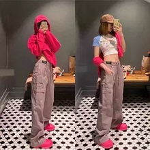 hollister小海鸥美式复古工装裤女宽松直筒阔腿休闲长裤子