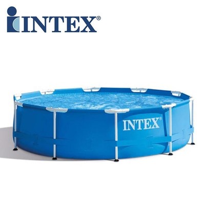 跨境INTEX28200 3.05米圆形管架水池免充气支架水池家庭游泳池