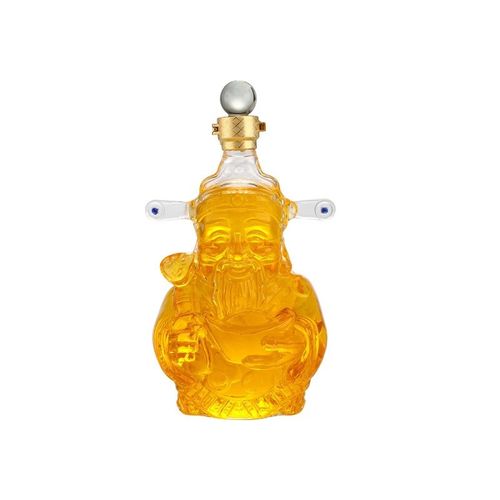 创意财神1000ml玻璃工艺泡酒瓶 财神异型酒瓶工艺礼品酒柜摆设