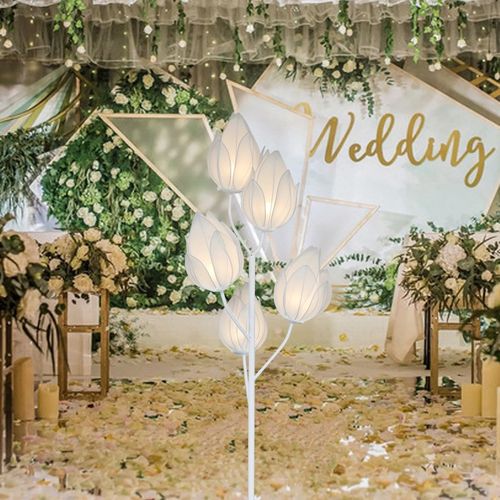 新款婚庆铁艺发光铃兰花蕾路引灯光装饰婚礼场景布置舞台摆件道具