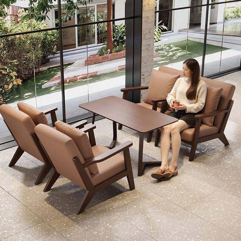 复古咖啡厅奶茶店书吧桌椅组合民宿清吧餐厅卡座沙发接待洽谈休闲