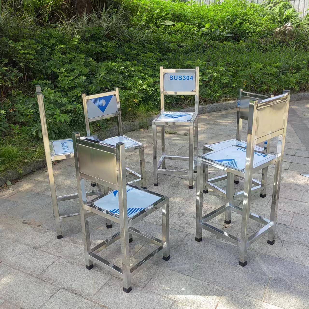 不锈钢加厚靠背椅凳子酒店家用工厂流水线大排档会议室棋牌室