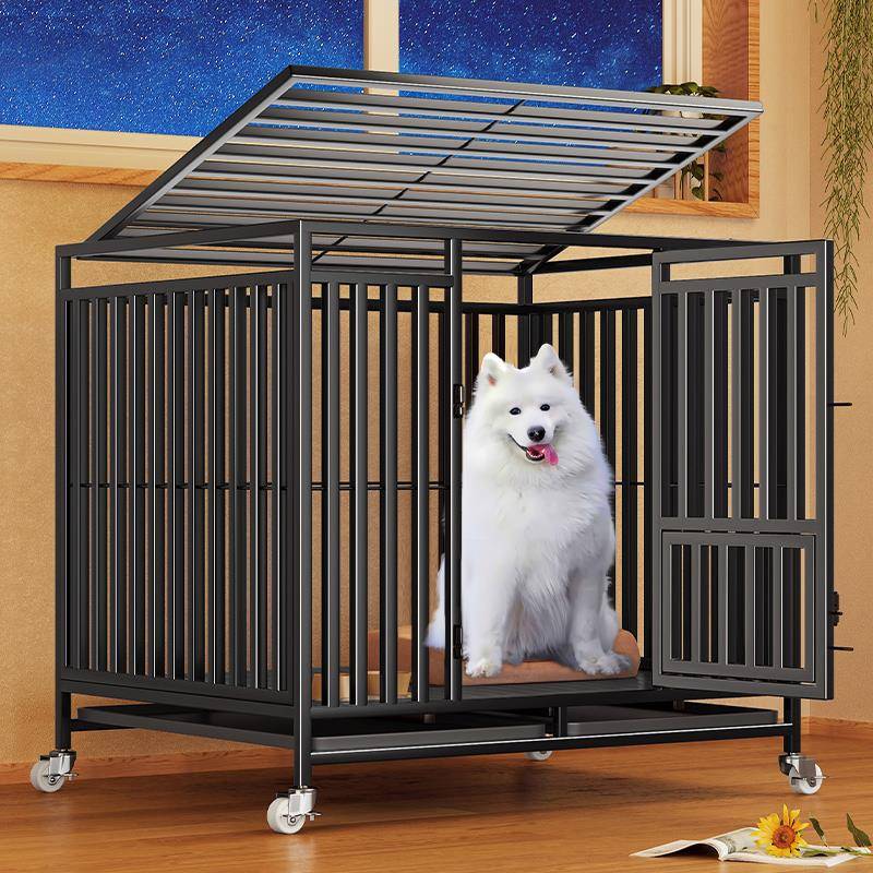 加固狗笼大型犬宠物狗笼子带厕所分离室内边牧专用猛犬金毛大笼子