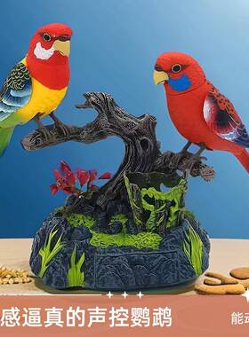 仿真声控小鸟摆件玄关电视柜家居客厅桌面装饰品创意老人解闷礼物