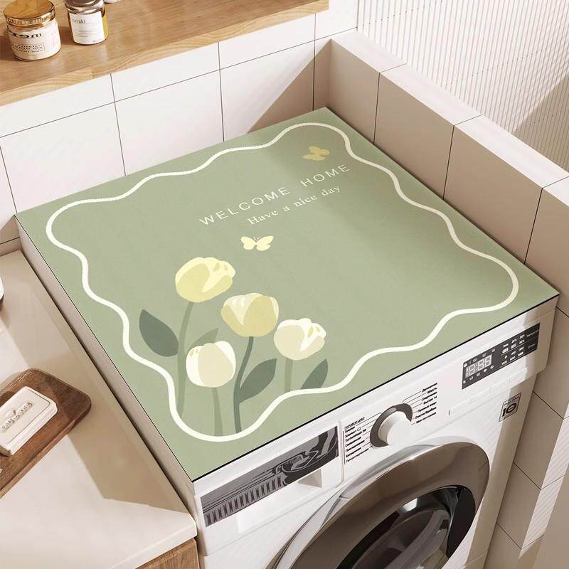 清新滚筒洗衣机盖垫冰箱防尘防晒垫吸水防滑床头柜盖布台面保护垫