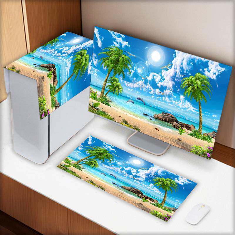 电脑罩防尘罩家用电脑防尘罩加厚布防尘罩电脑一体机键盘主机盖布