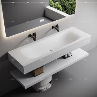 进口杜邦可丽耐肤感一体盆学校酒店浴室柜组合双层洗手台洗漱池盆