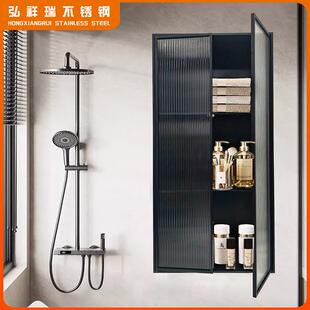 定制不锈钢壁龛嵌入式带玻璃门卫生间浴室置物架遮挡金属隔板成品