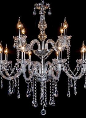 8+4真2层清光蜡烛吊灯双层12头水晶吊灯酒店工程大堂大厅蜡烛灯