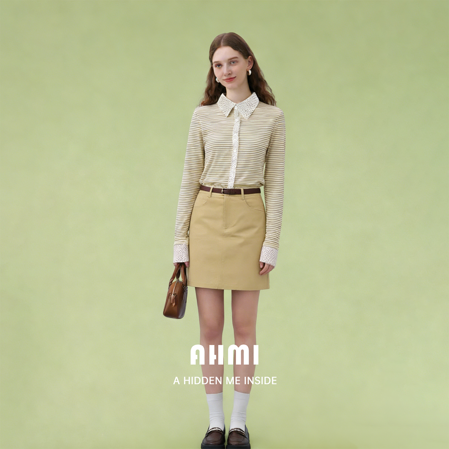 AHMI“俏皮软语”学院风条纹长袖t恤春季翻领修身显瘦打底衫上衣,女装/女士精品,T恤,淘宝优惠券,粉丝福利购,淘宝优惠卷